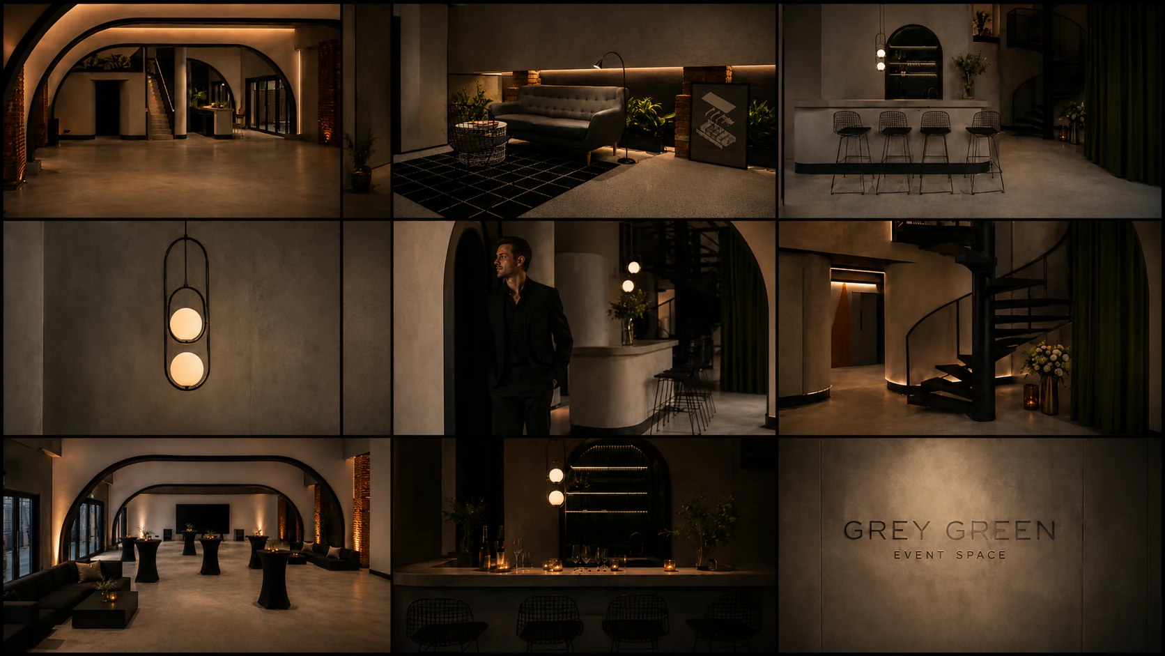 Коллаж архитектурных деталей Grey Green Event Space